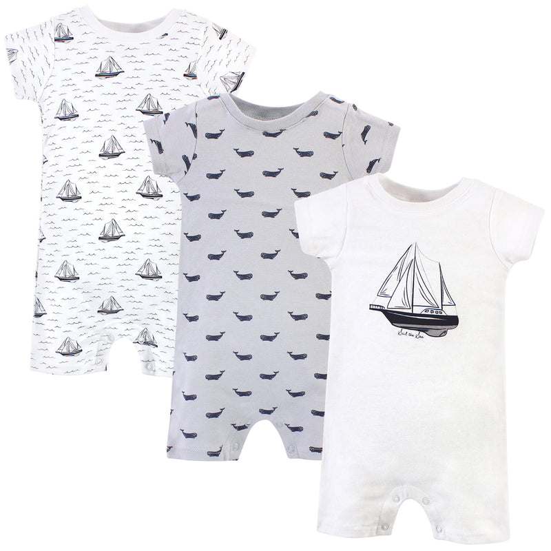 Hudson Baby Cotton Rompers, Sail The Sea