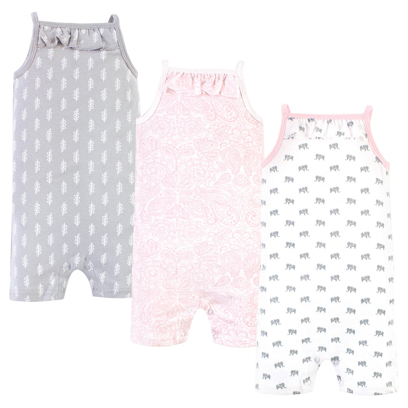 Hudson Baby Cotton Rompers, Elephant