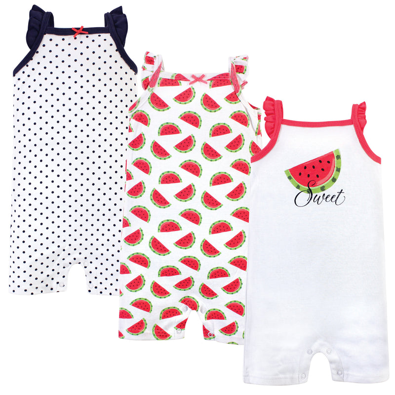 Hudson Baby Cotton Rompers, Watermelon