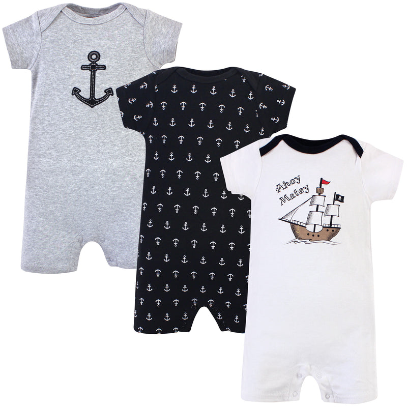 Hudson Baby Cotton Rompers, Pirate Ship