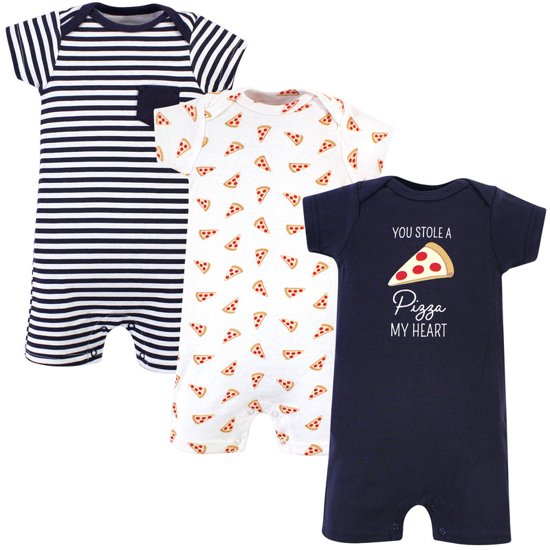 Hudson Baby Cotton Rompers, Pizza