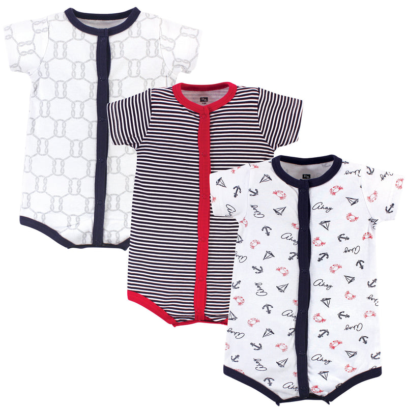 Hudson Baby Cotton Rompers, Ahoy
