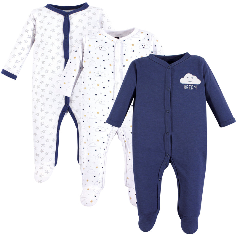Hudson Baby Cotton Sleep and Play, Navy Clouds