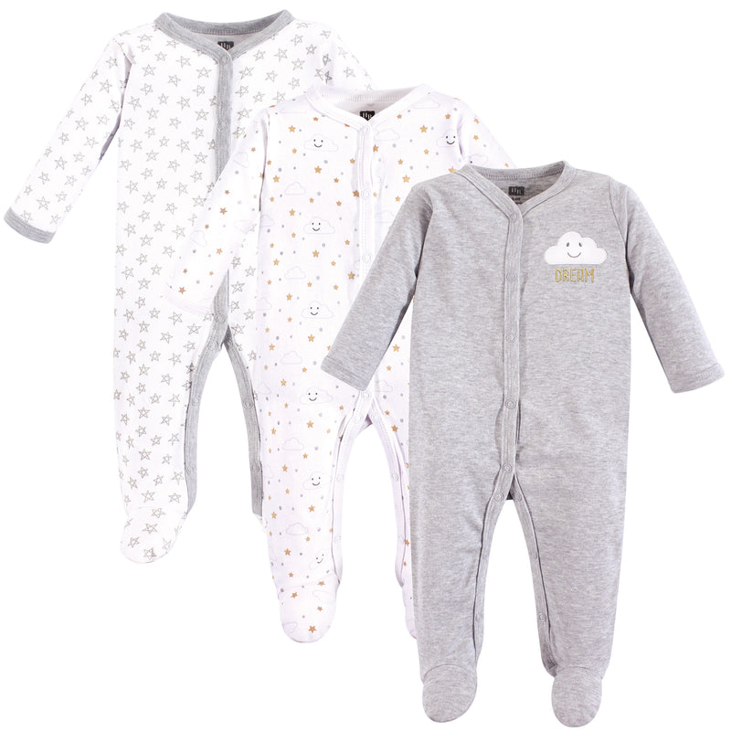 Hudson Baby Cotton Sleep and Play, Gray Clouds
