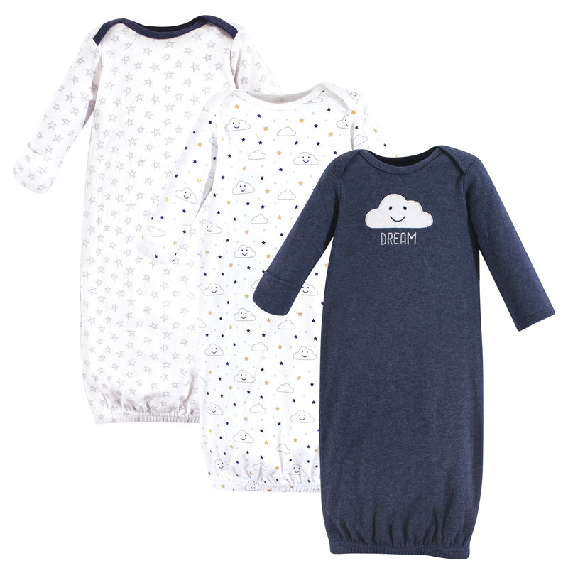 Hudson Baby Cotton Gowns, Navy Clouds