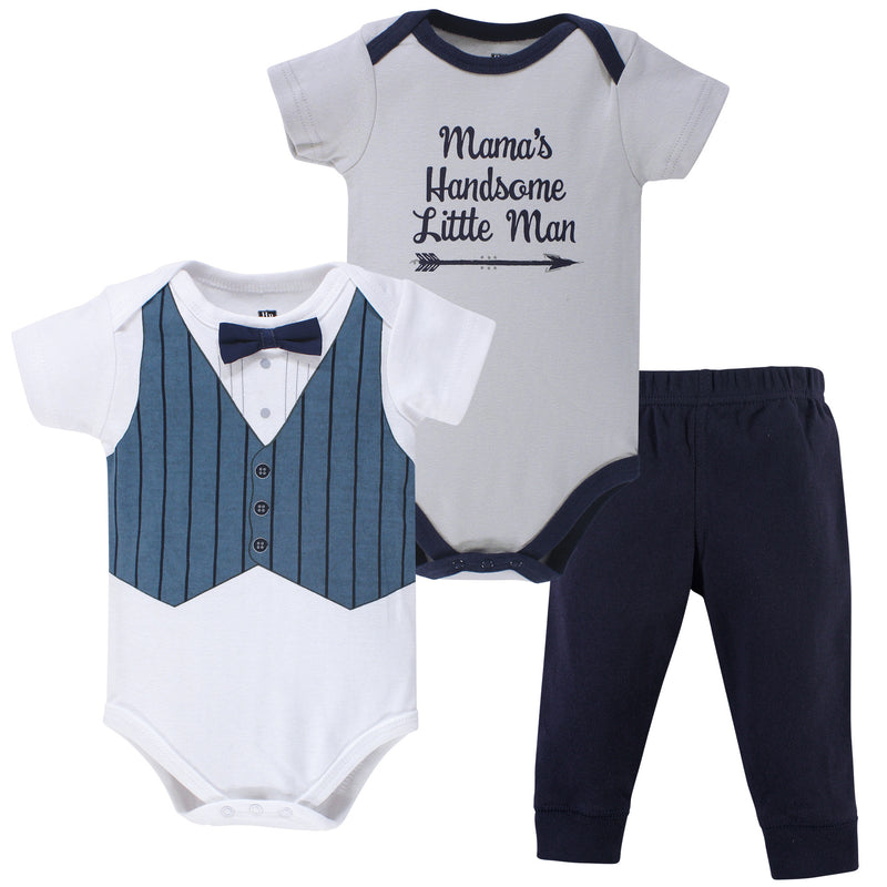 Hudson Baby Cotton Bodysuit and Pant Set, Mamas Handsome Little Man