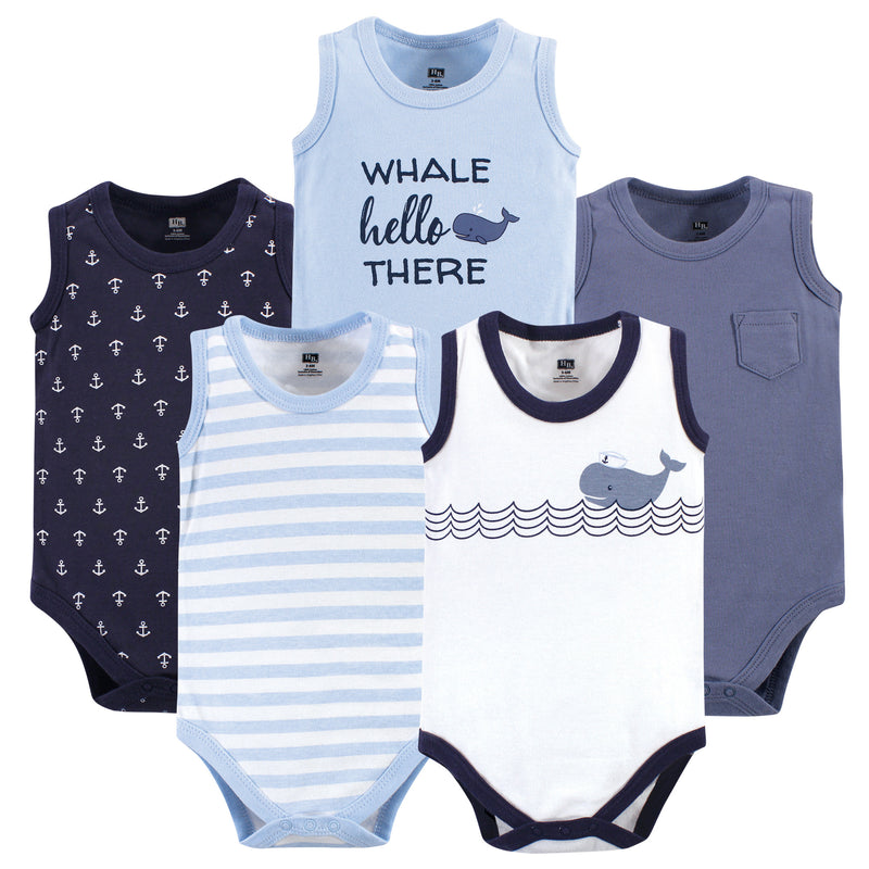 Hudson Baby Cotton Sleeveless Bodysuits, Sailor Whale