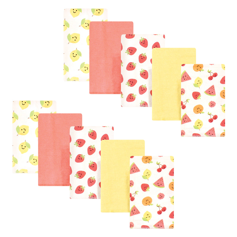 Hudson Baby Cotton Flannel Burp Cloths, Cute Fruit