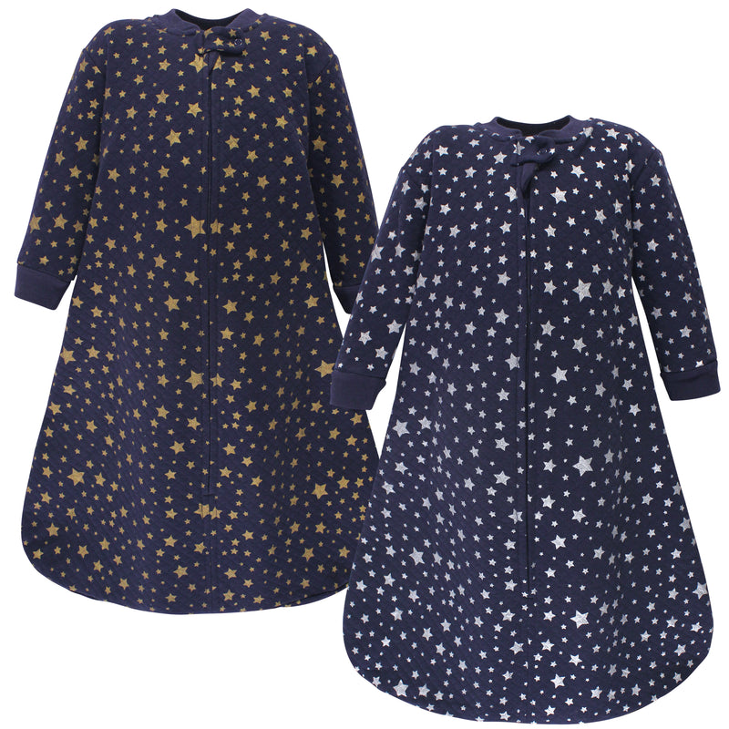 Hudson Baby Premium Quilted Long Sleeve Sleeping Bag and Wearable Blanket, Metallic Stars