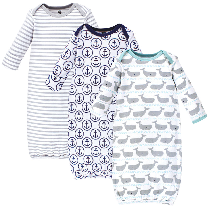 Hudson Baby Cotton Gowns, Whales Anchor