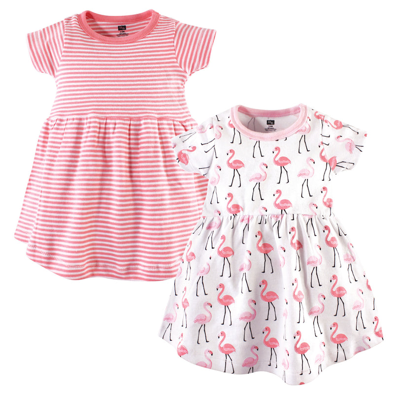 Hudson Baby Cotton Dresses, Flamingos
