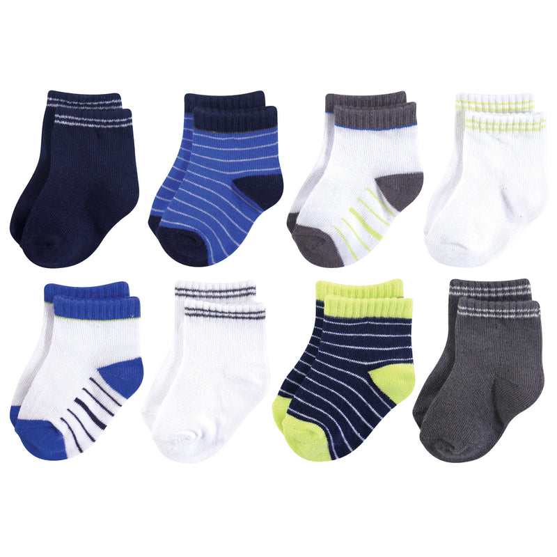 Hudson Baby Cotton Rich Newborn and Terry Socks, Navy Charcoal