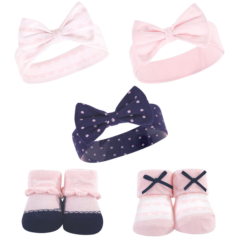 Hudson Baby Headband and Socks Set, Pink Polka Dot
