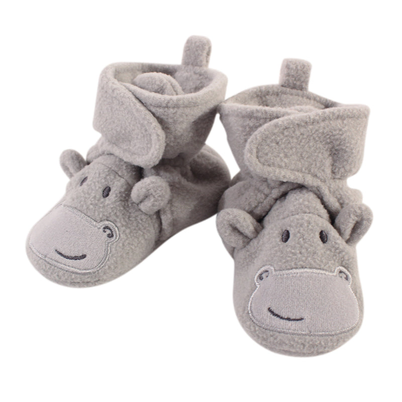Hudson Baby Cozy Fleece Booties, Hippo