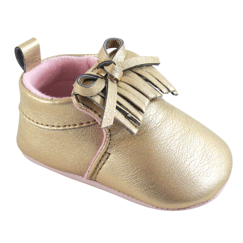 Hudson Baby Moccasin Shoes, Gold Moccasin