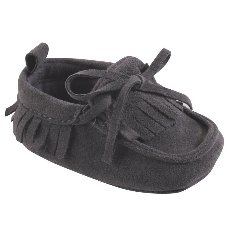 Hudson Baby Moccasin Shoes, Charcoal