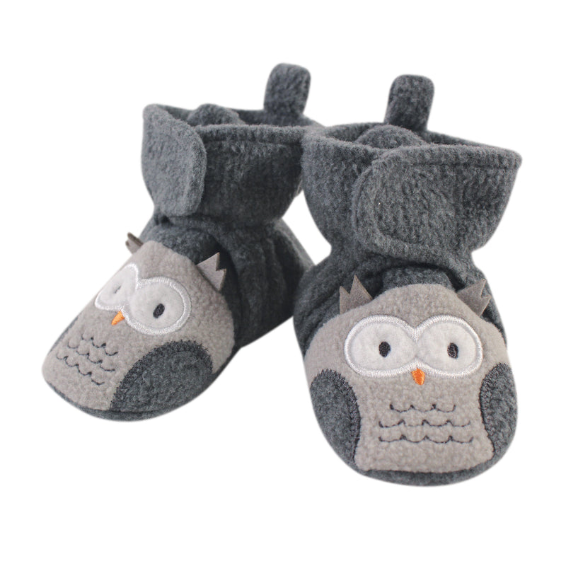 Hudson Baby Cozy Fleece Booties, Gray Owl