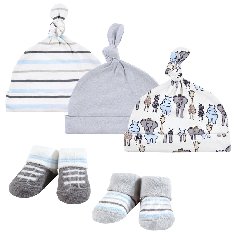 Hudson Baby Cap and Socks Set, Royal Safari