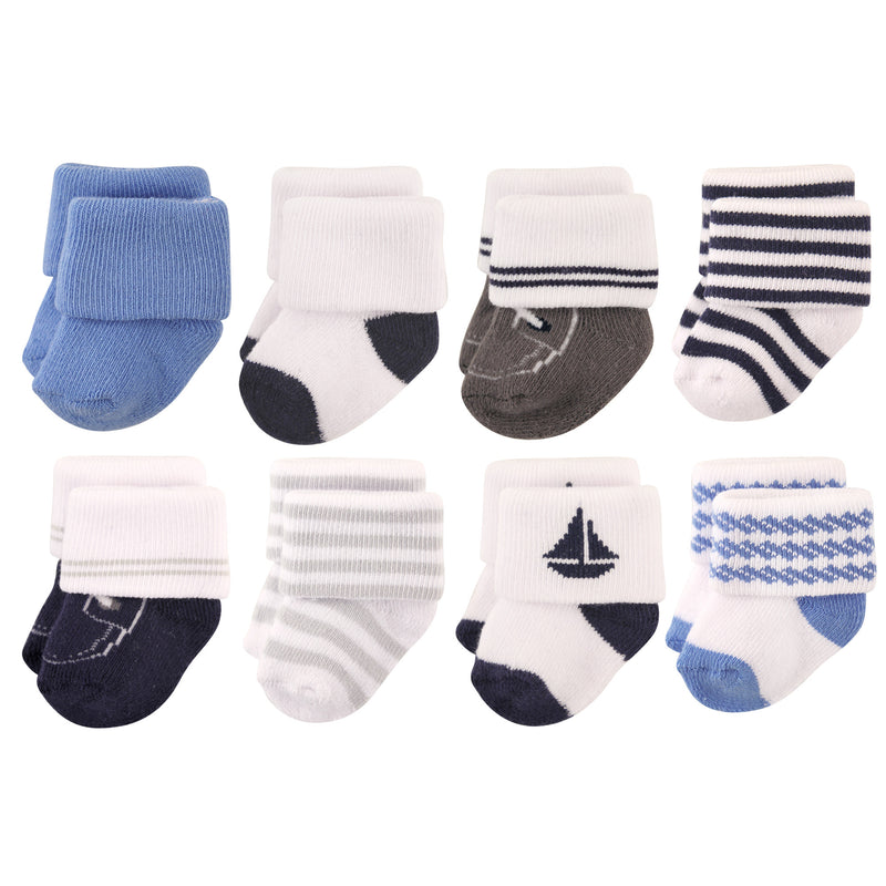 Hudson Baby Cotton Rich Newborn and Terry Socks, Nautical