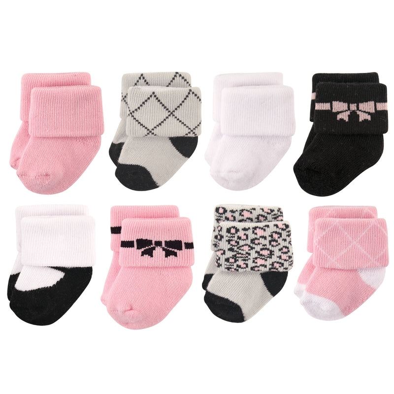 Hudson Baby Cotton Rich Newborn and Terry Socks, Bows