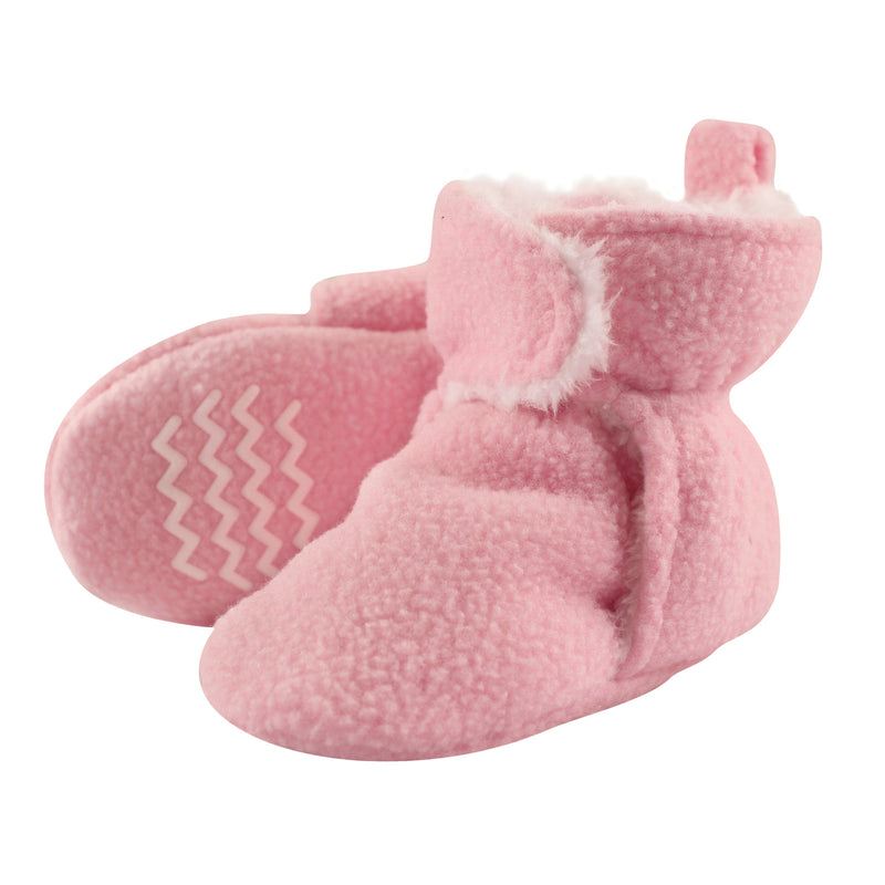 Hudson Baby Cozy Fleece and Sherpa Booties, Light Pink