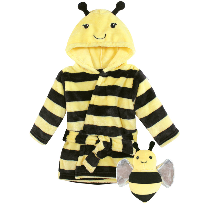 Hudson Baby Plush Bathrobe and Toy Set, Bee