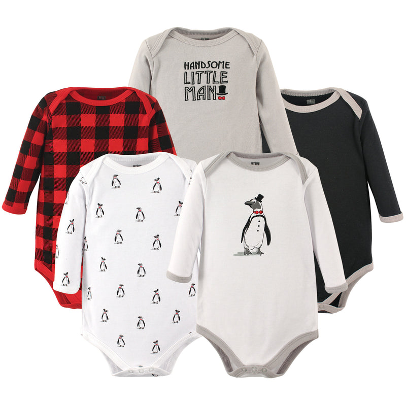 Hudson Baby Cotton Long-Sleeve Bodysuits, Penguin