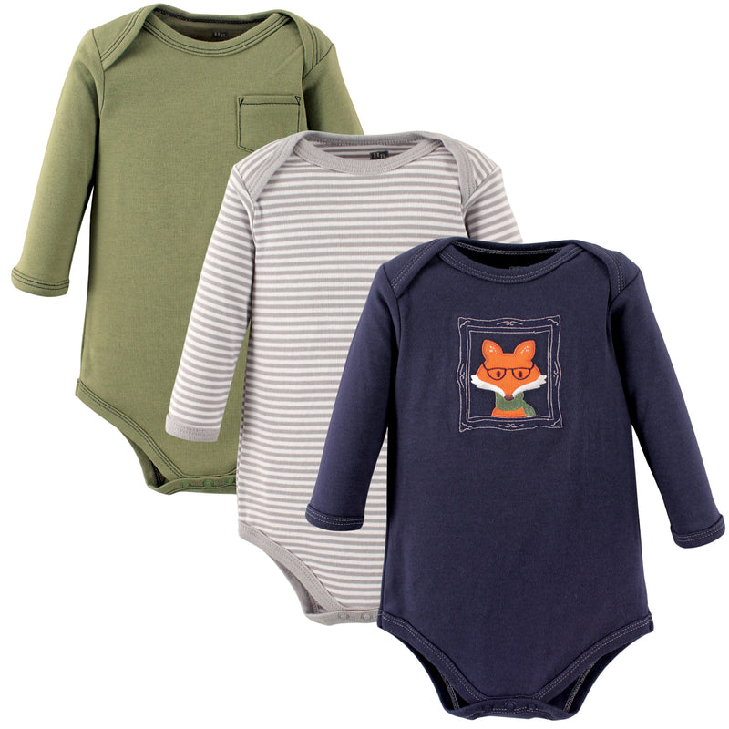 Hudson Baby Cotton Long-Sleeve Bodysuits, Fox 3-Pack