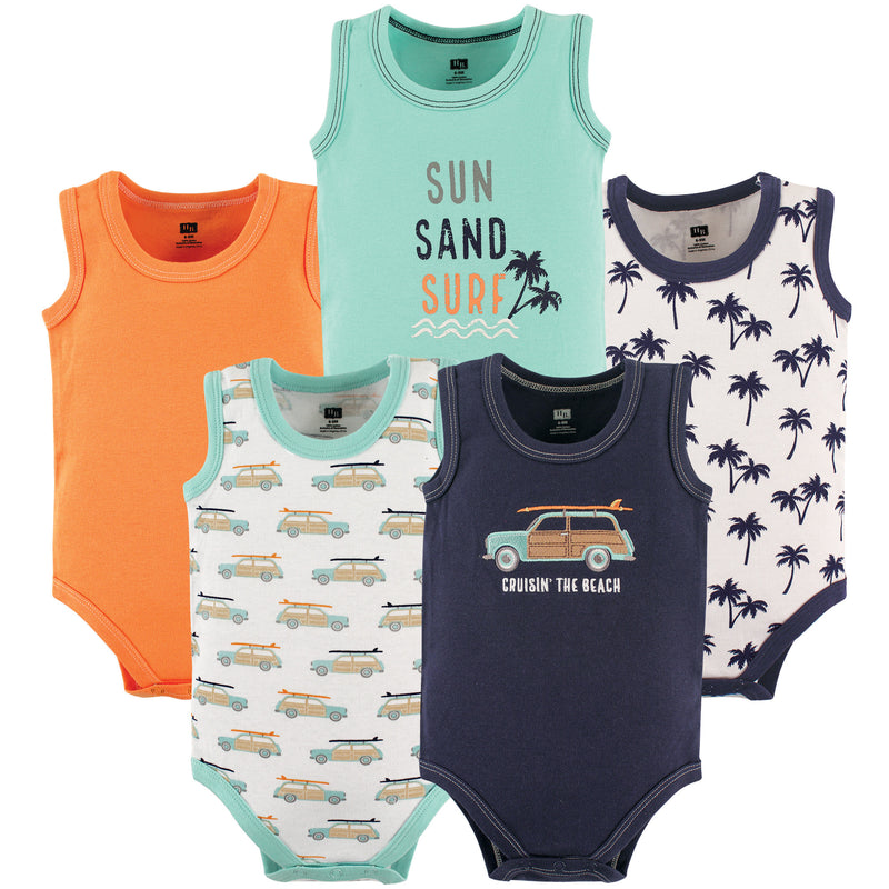 Hudson Baby Cotton Sleeveless Bodysuits, Surf Car