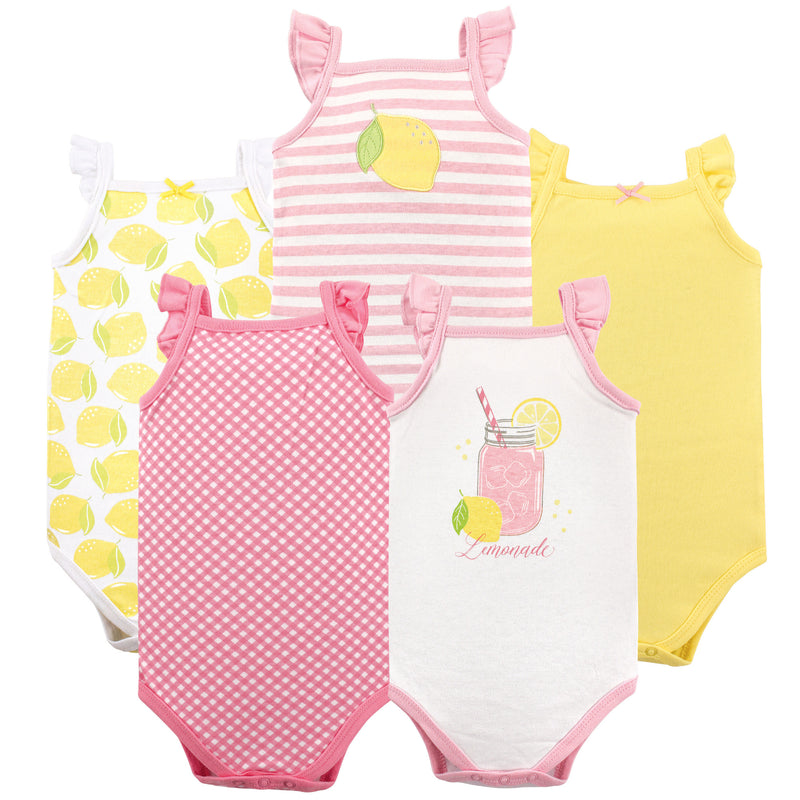Hudson Baby Cotton Sleeveless Bodysuits, Lemonade