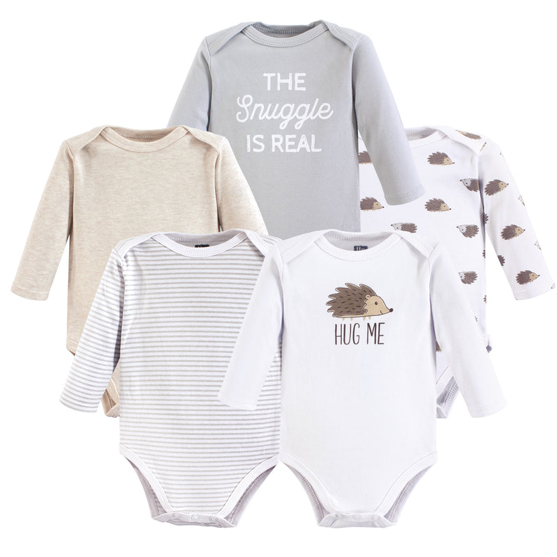 Hudson Baby Cotton Long-Sleeve Bodysuits, Hedgehog
