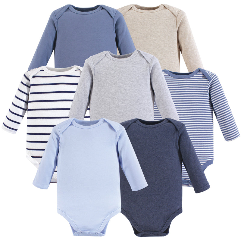 Hudson Baby Cotton Long-Sleeve Bodysuits, Boy Basic