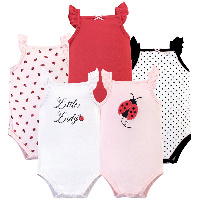 Hudson Baby Cotton Sleeveless Bodysuits, Ladybug