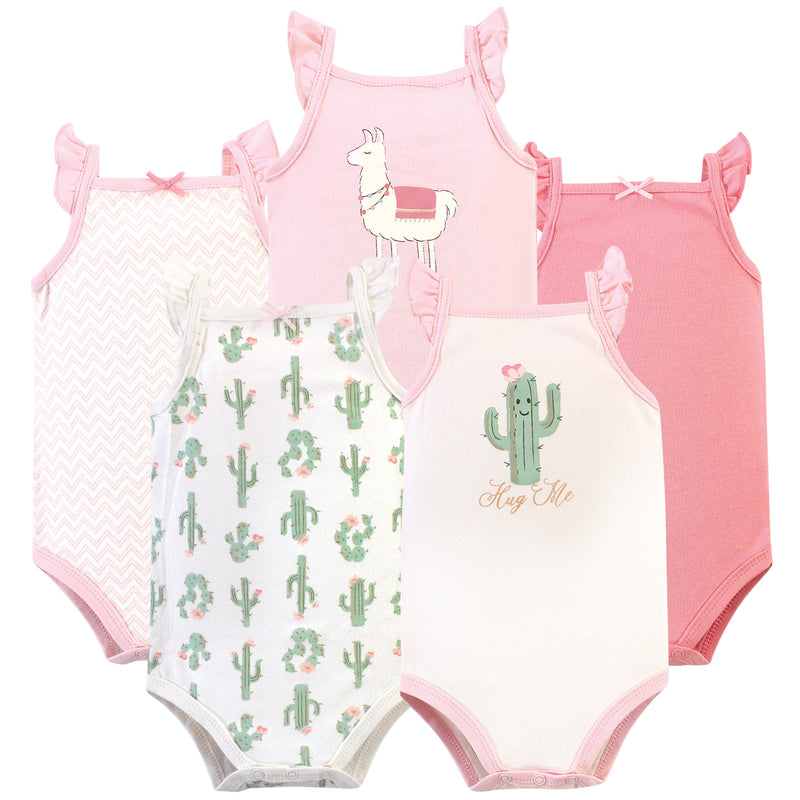 Hudson Baby Cotton Sleeveless Bodysuits, Pink Cactus
