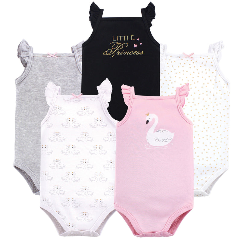 Hudson Baby Cotton Sleeveless Bodysuits, Swan