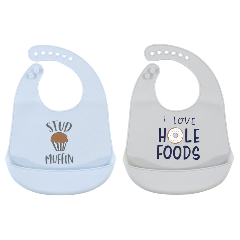 Hudson Baby Silicone Bibs, Stud Muffin 2-Pack