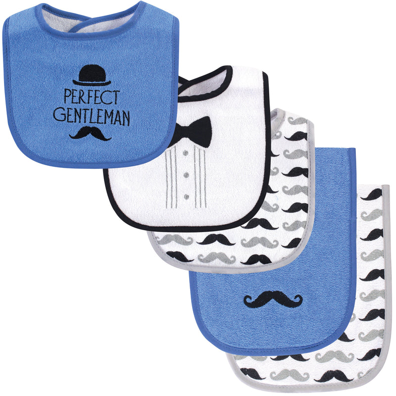 Hudson Baby Cotton Terry Bib and Burp Cloth Set, Perfect Gentleman