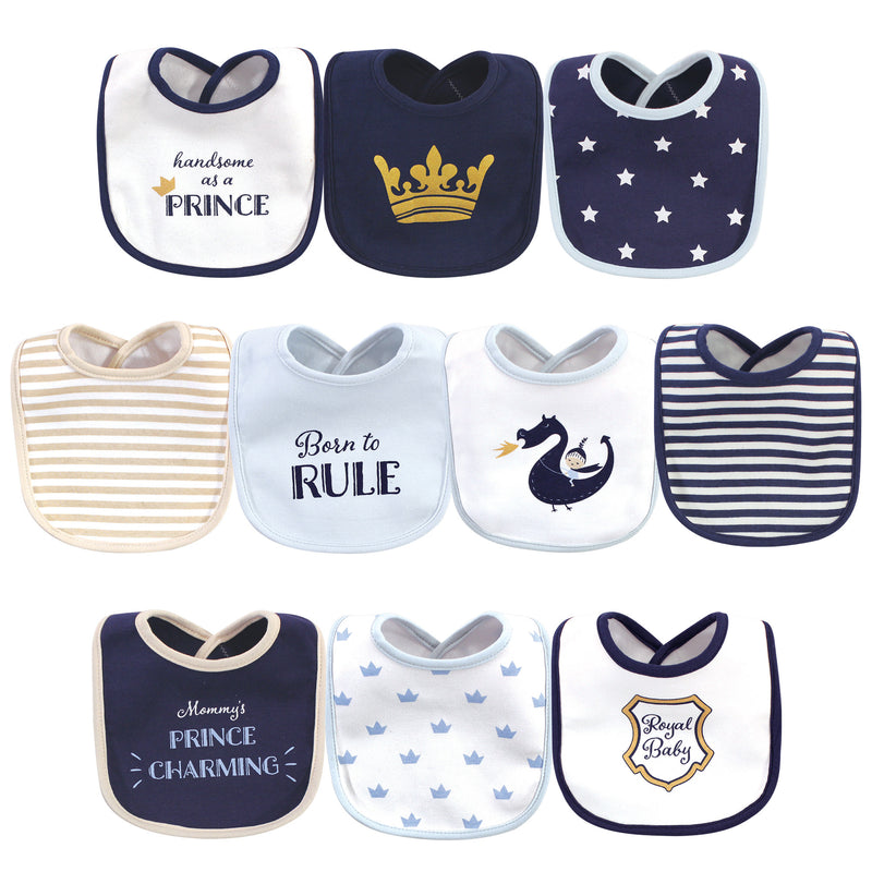 Hudson Baby Cotton Bibs, Handsome As A Prince