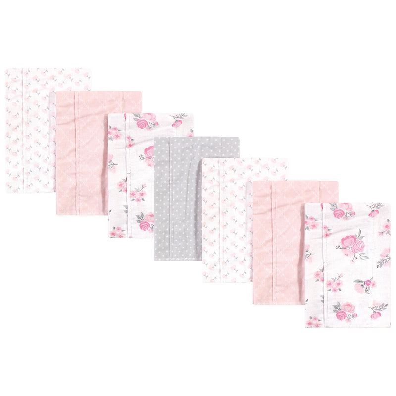 Hudson Baby Cotton Flannel Burp Cloths, Pink Floral