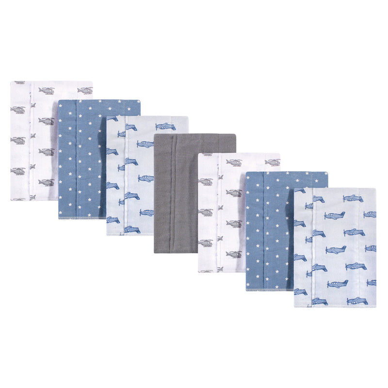 Hudson Baby Cotton Flannel Burp Cloths, Airplanes Helicopters