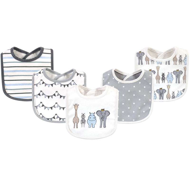 Hudson Baby Cotton Bibs, Royal Safari