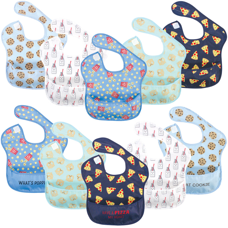 Hudson Baby Waterproof Polyester Bibs, Pizza Snacks