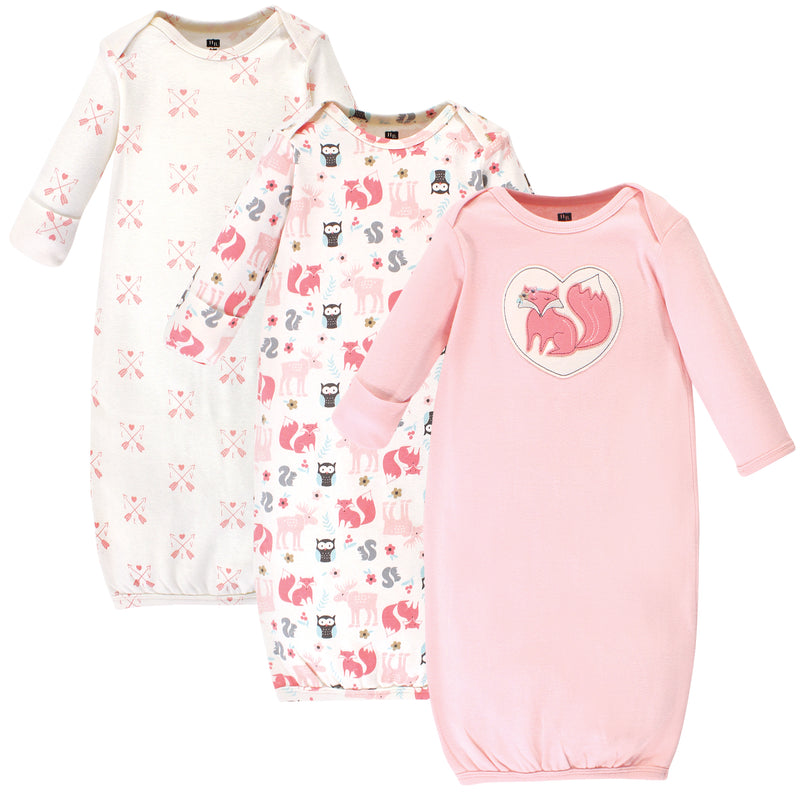 Hudson Baby Cotton Gowns, Girl Woodland
