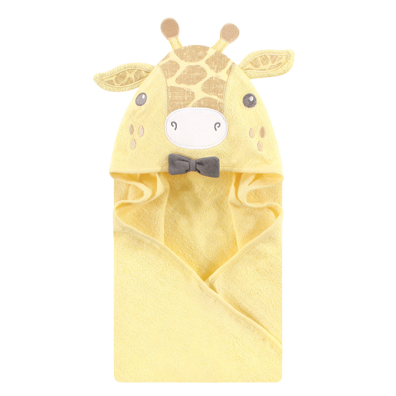 Hudson Baby Cotton Animal Face Hooded Towel, Bowtie Giraffe