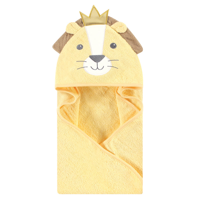 Hudson Baby Cotton Animal Face Hooded Towel, King Lion