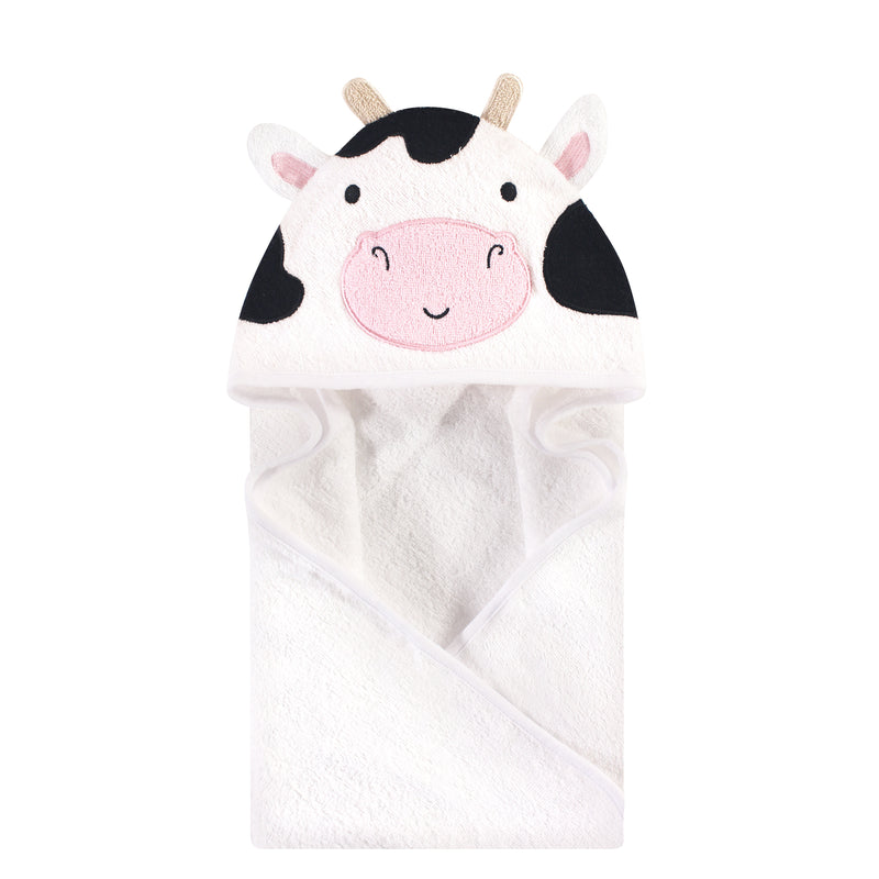 Hudson Baby Cotton Animal Face Hooded Towel, Cow