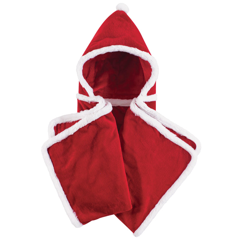 Hudson Baby Hooded Animal Face Plush Blanket, Santa