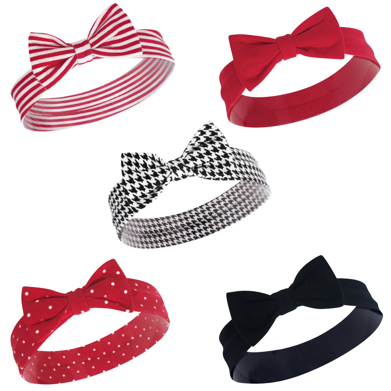 Hudson Baby Cotton and Synthetic Headbands, Red Houndstooth