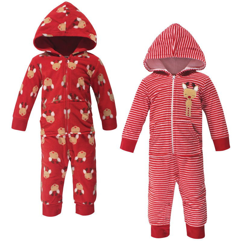 Hudson Baby Fleece Jumpsuits, Coveralls, and Playsuits, Red Reindeer Baby