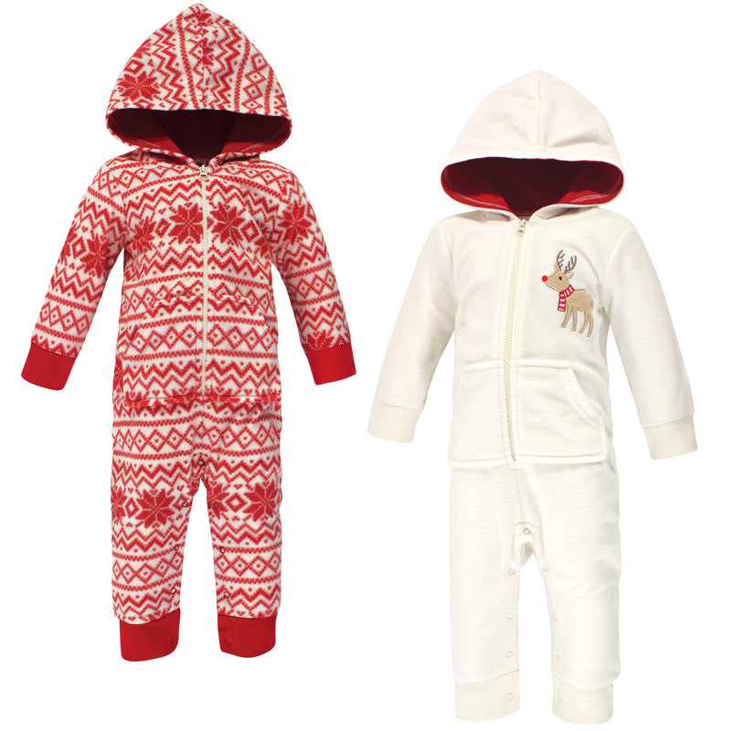 Hudson Baby Fleece Jumpsuits, Coveralls, and Playsuits, Cream Reindeer Baby